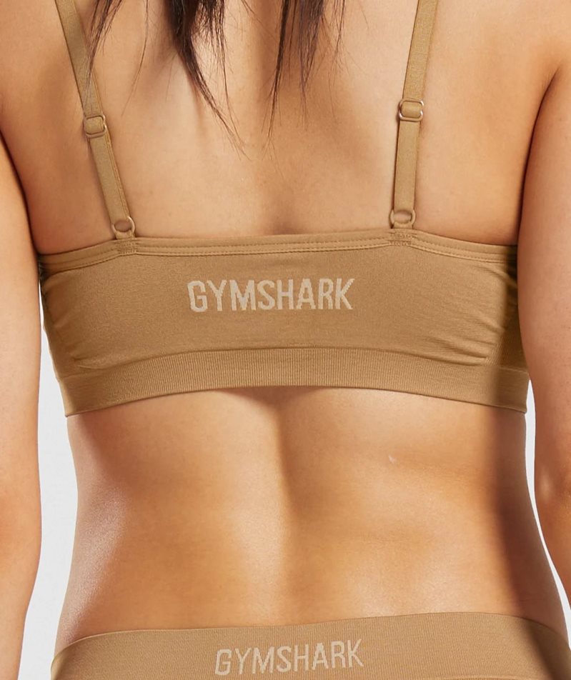 Women's Gymshark Seamless Low Neck Bralette Underwear Light Brown | CA 0567AN